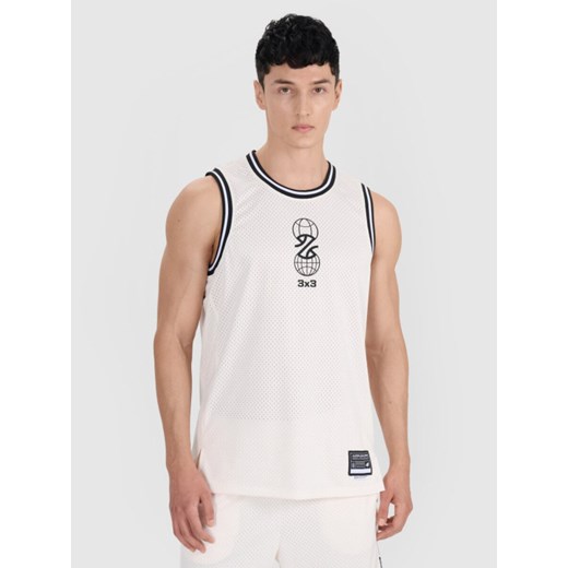 Męski top do koszykówki oversize 4F 4FRSS25TFSLM714 - biały ze sklepu Sportstylestory.com w kategorii T-shirty męskie - zdjęcie 179708701