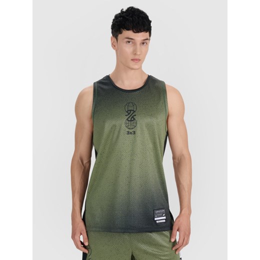 Męski top do koszykówki oversize 4F 4FRSS25TFSLM715 - zielony ze sklepu Sportstylestory.com w kategorii T-shirty męskie - zdjęcie 179708720