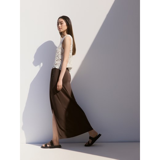 Reserved - Spódnica maxi z modalem - ciemnobrązowy ze sklepu Reserved w kategorii Spódnice - zdjęcie 179709553