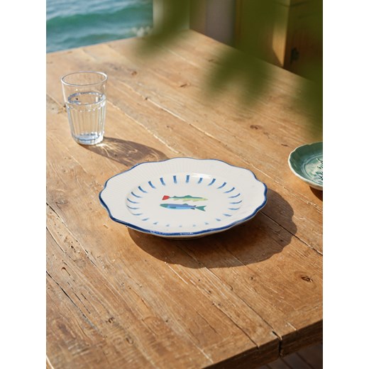 Sinsay - Talerze 2 pack ze wzorem w ryby - biały Sinsay One Size Sinsay