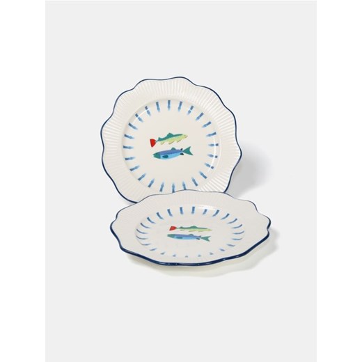 Sinsay - Talerze 2 pack ze wzorem w ryby - biały ze sklepu Sinsay w kategorii Talerze - zdjęcie 179710952