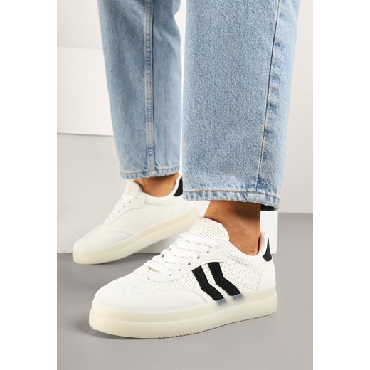 Białe Sneakersy Ozdobione Paskami Sadleane ze sklepu renee.pl w kategorii Buty sportowe damskie - zdjęcie 179711604