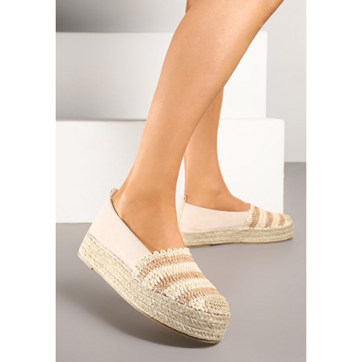 Beżowe Espadryle na Grubej Plecionej Podeszwie Leline ze sklepu born2be.pl w kategorii Espadryle damskie - zdjęcie 179713971