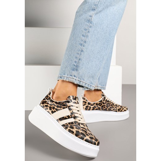 Panterkowe Sneakersy w Stylu Klasycznych Tenisówek na Grubej Podeszwie Rediree ze sklepu born2be.pl w kategorii Buty sportowe damskie - zdjęcie 179714320