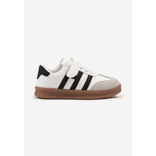 Biało-Czarne Buty Sportowe w Stylu Klasycznych Tenisówek z Ozdobnymi Paskami Redeonelle ze sklepu born2be.pl w kategorii Buty sportowe dziecięce - zdjęcie 179714361