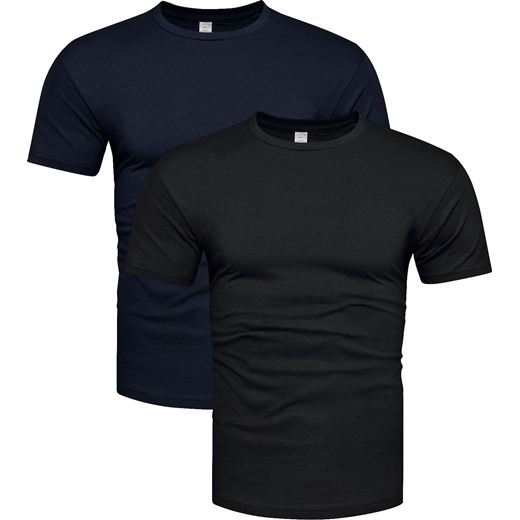 2-pak koszulek bawełnianych premium czarny i granatowy Recea ze sklepu Recea.pl w kategorii T-shirty męskie - zdjęcie 179714584