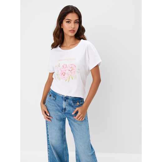 Mohito - T-shirt z nadrukiem - biały ze sklepu Mohito w kategorii Bluzki damskie - zdjęcie 179714841