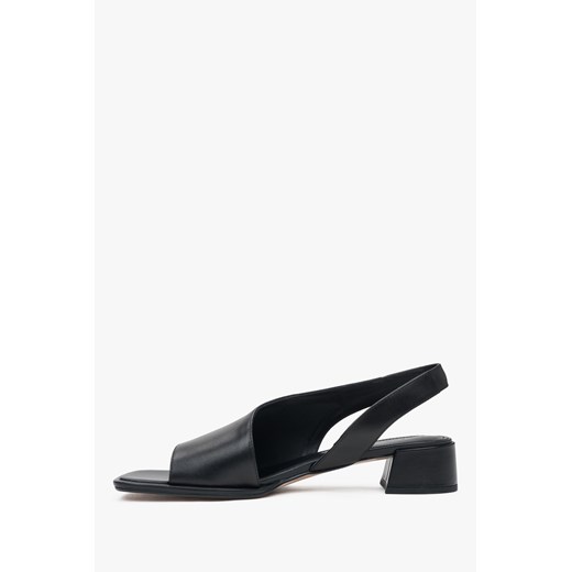 Estro: Czarne sandały damskie na niskim obcasie ze skóry naturalnej Estro 38 Estro