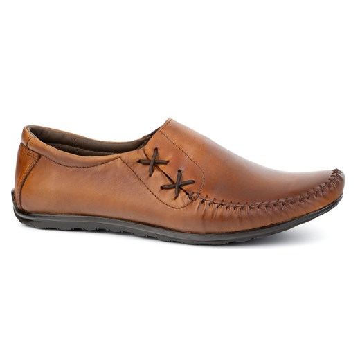 Buty męskie mokasyny skórzane wsuwane 306KZ brązowe ze sklepu butyolivier w kategorii Mokasyny męskie - zdjęcie 179715422