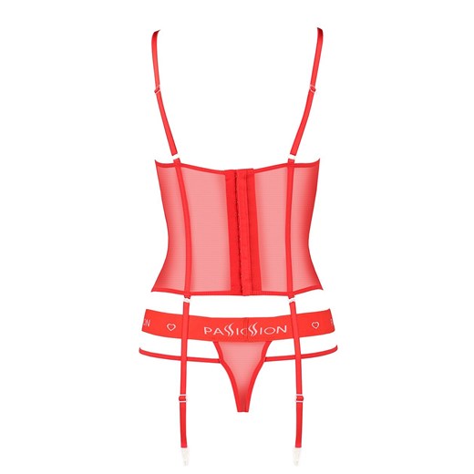 Passion czerwony gorset i stringi damskie KYOUKA, Kolor czerwony, Rozmiar L/XL, Passion 2XL/3XL okazyjna cena Intymna