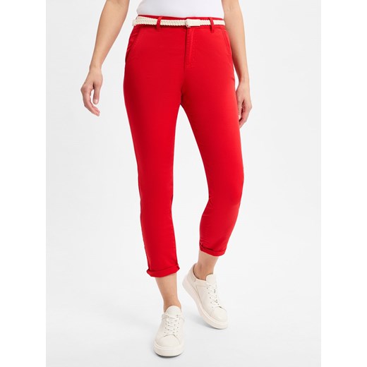 s.Oliver Damskie spodnie materiałowe - Chino Kobiety Bawełna czerwony jednolity ze sklepu vangraaf w kategorii Spodnie damskie - zdjęcie 179721274