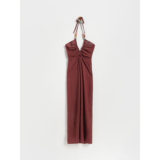 Reserved - Długa narzutka plażowa z koralikami - bordowy ze sklepu Reserved w kategorii Odzież plażowa - zdjęcie 179722142