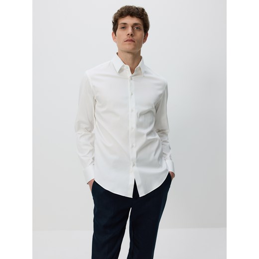 Reserved - Bawełniana koszula slim fit - biały ze sklepu Reserved w kategorii Koszule męskie - zdjęcie 179722894