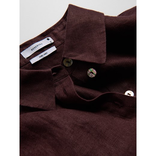 Koszula damska brązowa Reserved casual lniana jesienna 