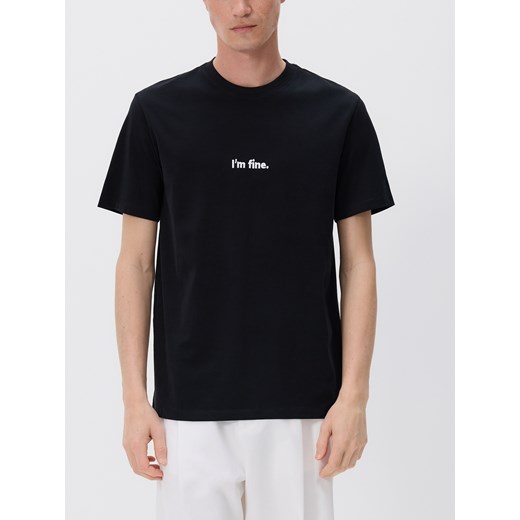 Reserved - T-shirt regular z haftem - czarny ze sklepu Reserved w kategorii T-shirty męskie - zdjęcie 179723430