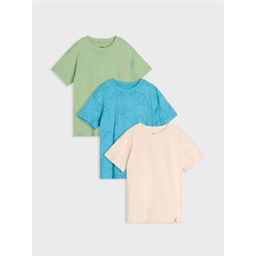 Sinsay - Koszulki 3 pack z motywem dinozaurów - niebieski ze sklepu Sinsay w kategorii T-shirty chłopięce - zdjęcie 179724592