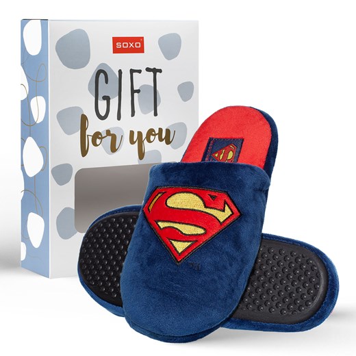 Kapcie Męskie SOXO Superman DC Comics | w pudełku na prezent ze sklepu Sklep SOXO w kategorii Kapcie męskie - zdjęcie 179726152