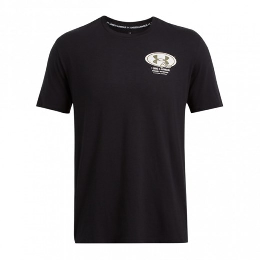 Męski t-shirt z nadrukiem Under Armour UA M Grounds Crew Hw Ss - czarny ze sklepu Sportstylestory.com w kategorii T-shirty męskie - zdjęcie 179727553