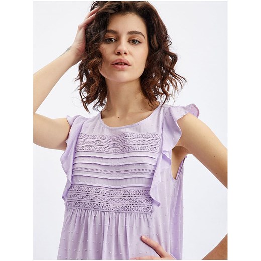 Różowa bluzka damska ORSAY z koronką z krótkimi rękawami 