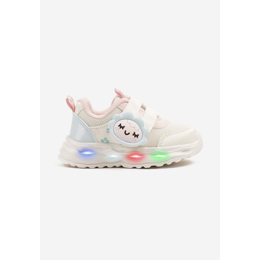 Białe Buty Sportowe Sneakersy z Aplikacjami 3D i Lampkami LED Seneseta ze sklepu born2be.pl w kategorii Buty sportowe dziecięce - zdjęcie 179729373