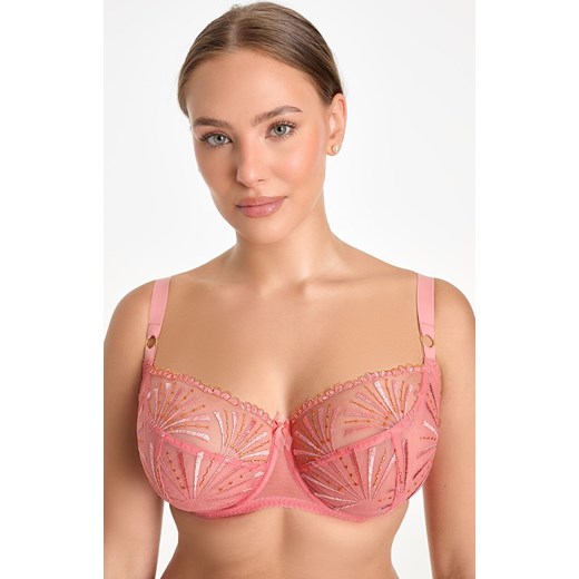 Biustonosz koronkowy miękki soft Natali flamingo B171, Kolor flamingo, Rozmiar 80F, Ewa Bien ze sklepu Intymna w kategorii Biustonosze - zdjęcie 179730322