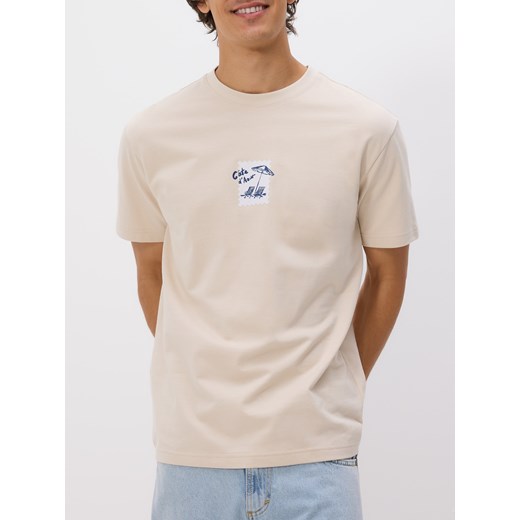 Reserved - T-shirt comfort z nadrukiem - beżowy ze sklepu Reserved w kategorii T-shirty męskie - zdjęcie 179731034