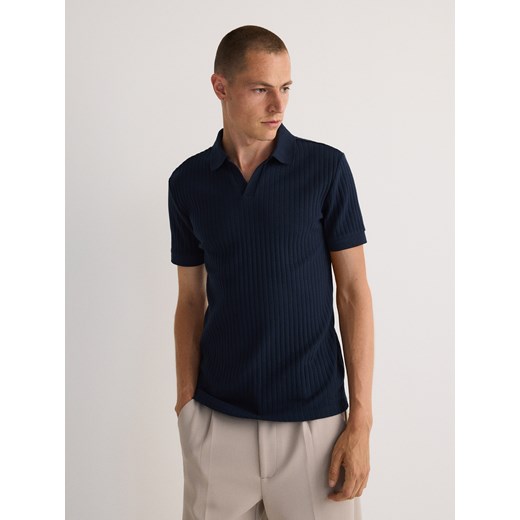 Reserved - Koszulka polo slim - granatowy ze sklepu Reserved w kategorii T-shirty męskie - zdjęcie 179731841