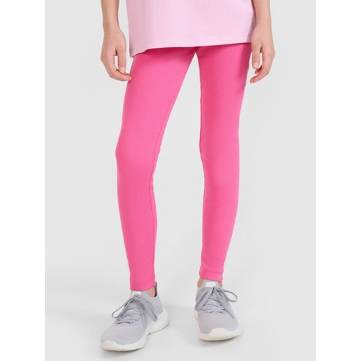 Dziewczęce legginsy dzianinowe 4F 4FJRSS25TTIGF255 - różowe ze sklepu Sportstylestory.com w kategorii Spodnie dziewczęce - zdjęcie 179732872