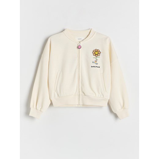 Reserved - Bluza bomberka SmileyWorld® - kremowy ze sklepu Reserved w kategorii Bluzki dziewczęce - zdjęcie 179733903