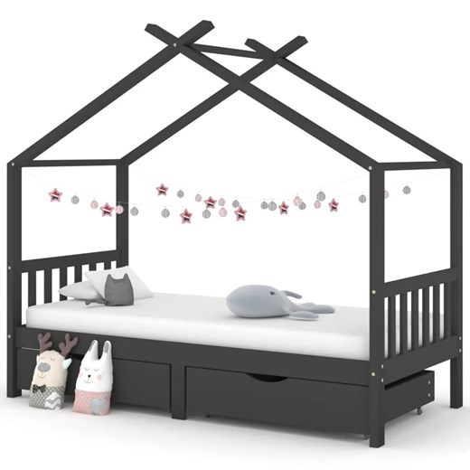Szare łóżko dziecięce z 2 szufladami 90x200 cm - Szudo Elior One Size Edinos.pl