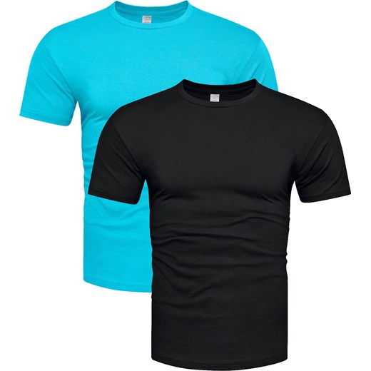 2-pak koszulek bawełnianych premium czarny i błękitny Recea ze sklepu Recea.pl w kategorii T-shirty męskie - zdjęcie 179737444