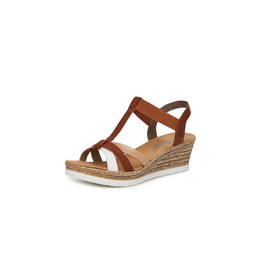 Espadryle damskie Rieker na koturnie z klamrą
