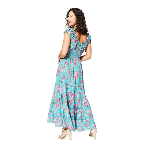 Sukienka Ipanima w kwiaty z krótkim rękawem wielokolorowa maxi 