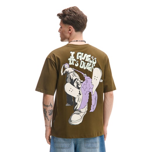 Cropp - Koszulka z motywem new indie - brązowy ze sklepu Cropp w kategorii T-shirty męskie - zdjęcie 179742500