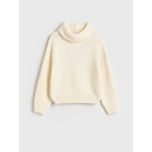Reserved - Sweter z szerokim golfem - złamana biel ze sklepu Reserved w kategorii Swetry dziewczęce - zdjęcie 179742544