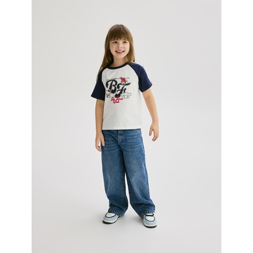 Reserved - T-shirt z nadrukiem Hello Kitty - granatowy ze sklepu Reserved w kategorii Bluzki dziewczęce - zdjęcie 179742982