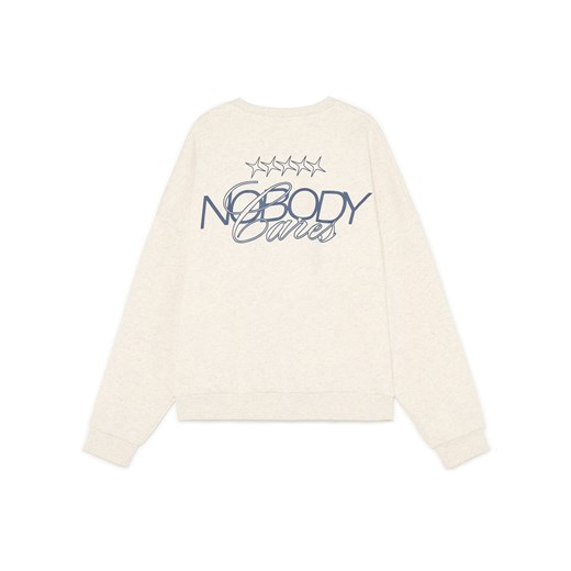 Cropp - Melanżowa kremowa bluza z nadrukiem - kremowy Cropp M Cropp