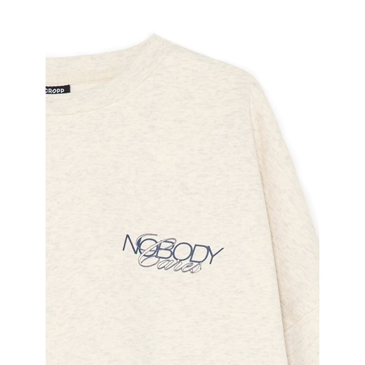 Cropp - Melanżowa kremowa bluza z nadrukiem - kremowy Cropp L Cropp
