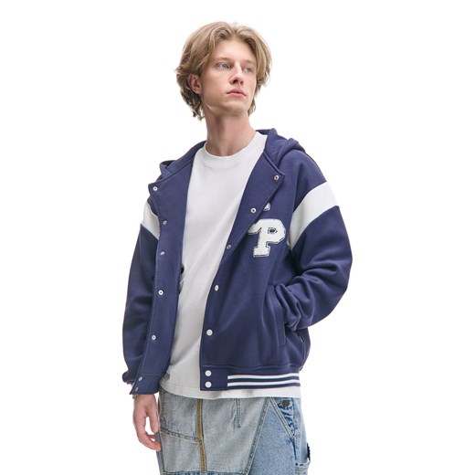 Cropp - Bluza bomber z kapturem na zatrzaski - granatowy ze sklepu Cropp w kategorii Bluzy męskie - zdjęcie 179746522