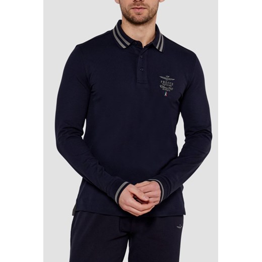 AERONAUTICA MILITARE Granatowy męski longsleeve polo Frecce Tricolori, Rozmiar L ze sklepu outfit.pl w kategorii T-shirty męskie - zdjęcie 179747014