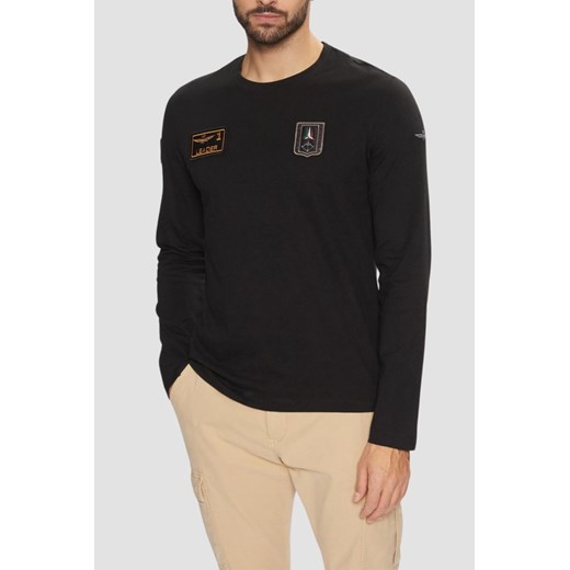 AERONAUTICA MILITARE Czarny męski longsleeve With Patches, Rozmiar M ze sklepu outfit.pl w kategorii T-shirty męskie - zdjęcie 179747070
