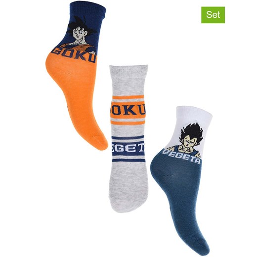 Dragon Ball Z Skarpety (3 pary) &quot;Dragon ball Z&quot; w kolorze pomarańczowo-granatowym ze sklepu Limango Polska w kategorii Skarpetki dziecięce - zdjęcie 179747760