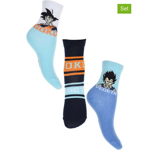 Dragon Ball Z Skarpety (3 pary) &quot;Dragon ball Z&quot; w kolorze niebieskim ze wzorem ze sklepu Limango Polska w kategorii Skarpetki dziecięce - zdjęcie 179747764