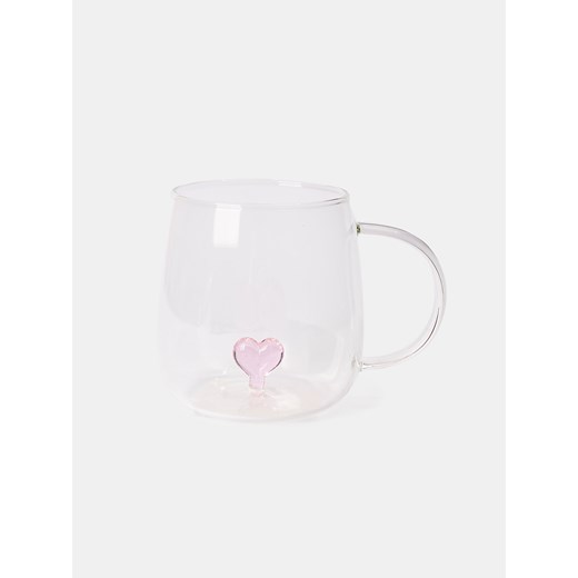 Sinsay - Kubek z elementem 3d w kształcie serca - różowy Sinsay One Size Sinsay