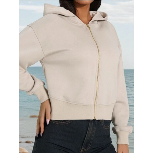 Sinsay - Rozpinana bluza z kapturem soft touch - kremowy ze sklepu Sinsay w kategorii Bluzy damskie - zdjęcie 179755942