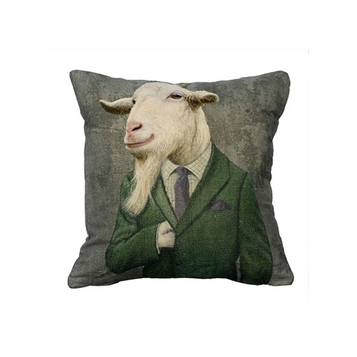 Mars &amp; More Poduszka &quot;Preppy goat&quot; w kolorze kremowo-zielonym - 45 x 45 cm ze sklepu Limango Polska w kategorii Kołdry i poduszki - zdjęcie 179757003