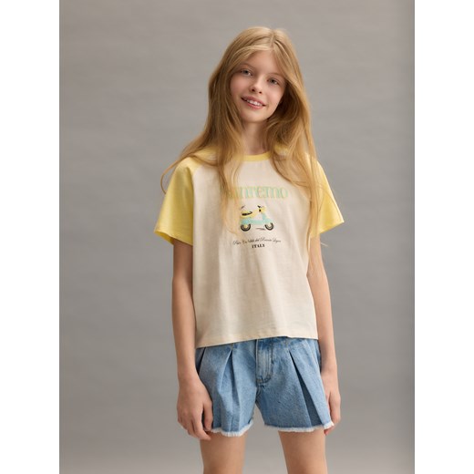 Reserved - Jeansowe szorty z plisami - niebieski Reserved 122 (6-7 lat) Reserved