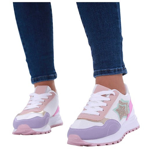 Sznurowane buty sportowe sneakersy /C7-3 17442  W299/ ze sklepu Pantofelek24.pl w kategorii Buty sportowe damskie - zdjęcie 179757933