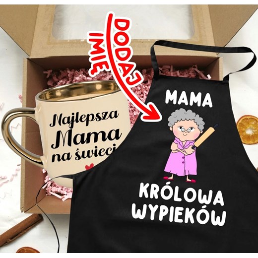 Zestaw prezentowy dla Mamy z okazji Dnia Mamy - kubek Najlepsza Mama na świecie oraz fartuch z imieniem - MAMA KRÓLOWA WYPIEKÓW - POSTAĆ SIWE WŁOSY Z ze sklepu Time For Fashion w kategorii Kubki - zdjęcie 179758764