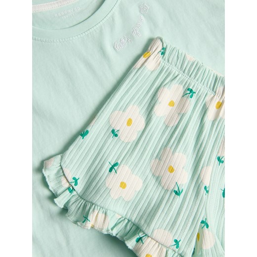 Reserved - Dwuczęściowa piżama z haftem - jasnozielony Reserved 158/164 (12-13 lat) Reserved